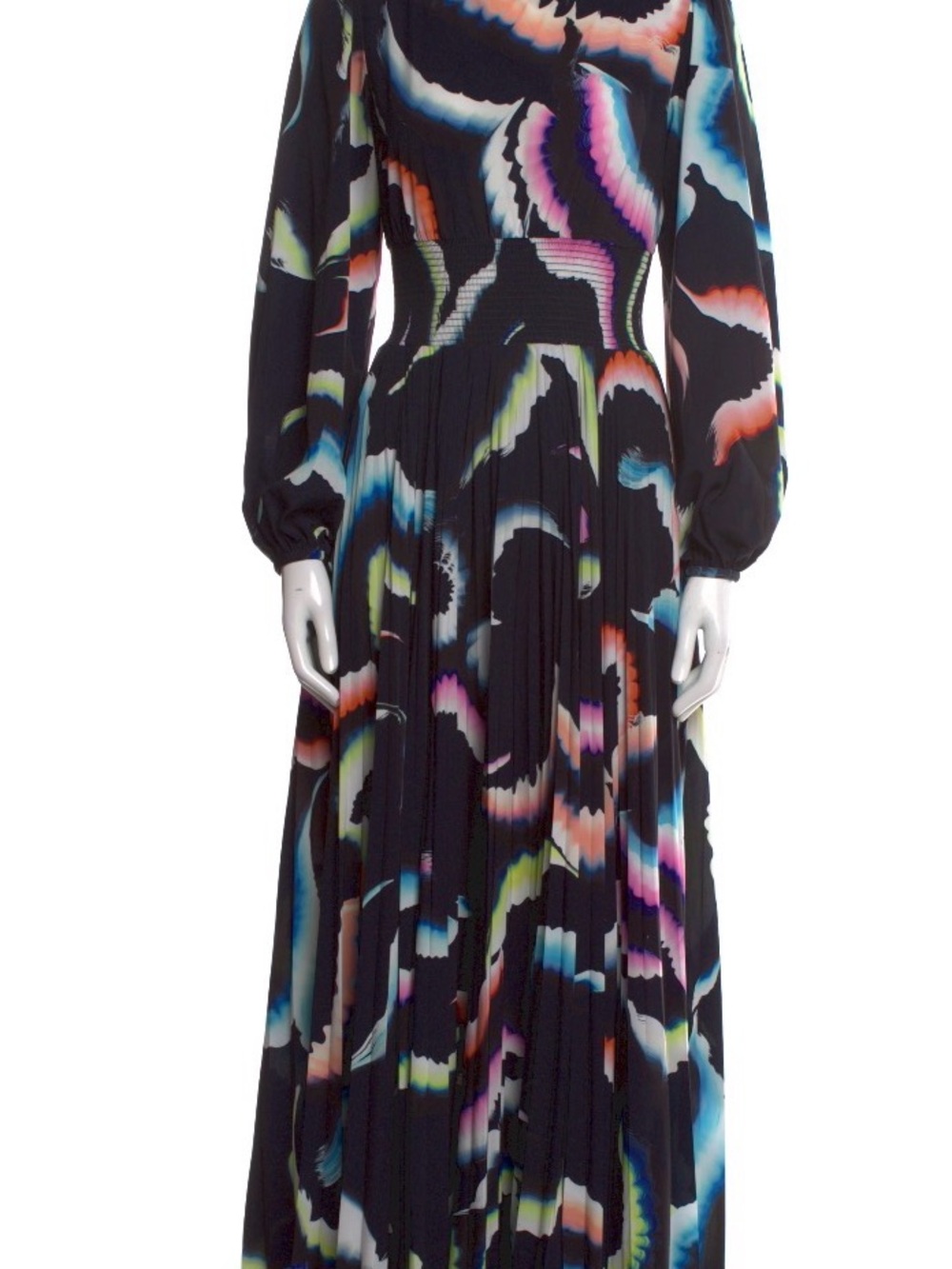 A.L.C. Black Maxi Dress with Multicolor Wave Print - Picture 8 of 10